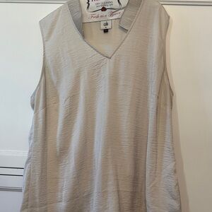 CAbi Women's V-Neck Sleeveless Top - Light cream- never worn